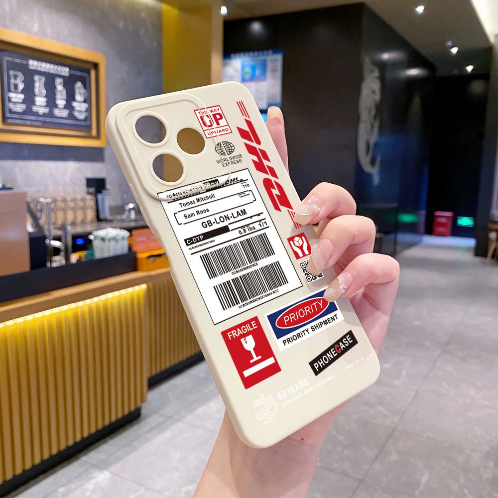 for Realme C61 C63 C65 C67 C53 C51 Note 50 60 C21 C33 C30 C35 C11 2021 C12 C15 C21Y C25Y Realme 12 13 DHL Barcode Label Full Protective Case Anti Drop Cover