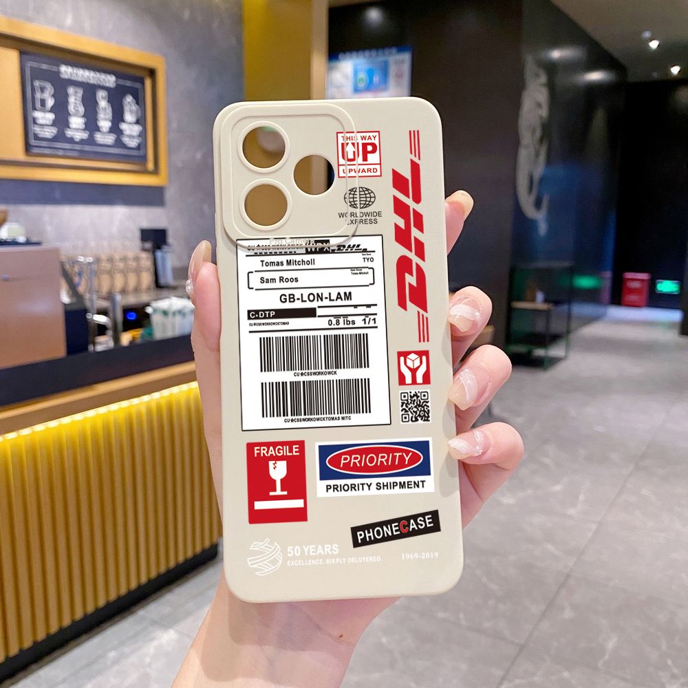 for Realme C61 C63 C65 C67 C53 C51 Note 50 60 C21 C33 C30 C35 C11 2021 C12 C15 C21Y C25Y Realme 12 13 DHL Barcode Label Full Protective Case Anti Drop Cover