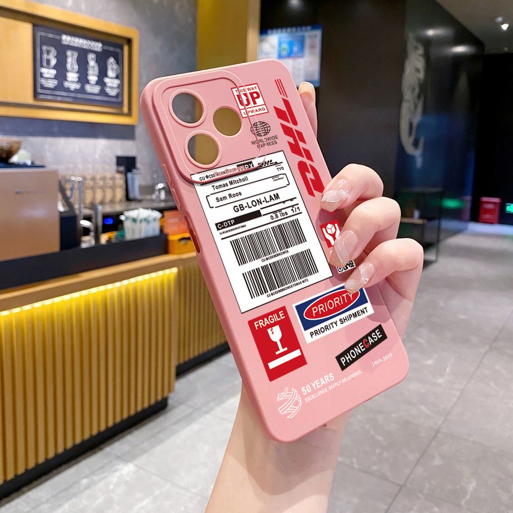 for Realme C61 C63 C65 C67 C53 C51 Note 50 60 C21 C33 C30 C35 C11 2021 C12 C15 C21Y C25Y Realme 12 13 DHL Barcode Label Full Protective Case Anti Drop Cover