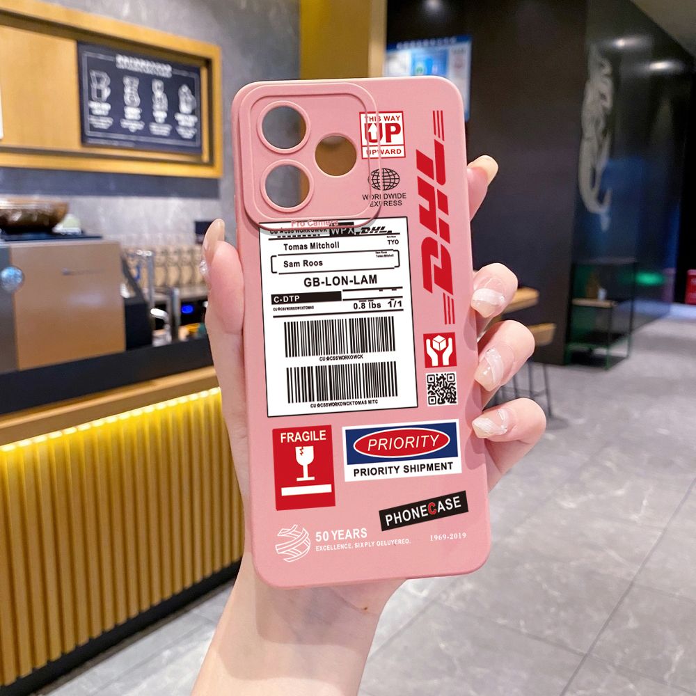 for Realme C61 C63 C65 C67 C53 C51 Note 50 60 C21 C33 C30 C35 C11 2021 C12 C15 C21Y C25Y Realme 12 13 DHL Barcode Label Full Protective Case Anti Drop Cover