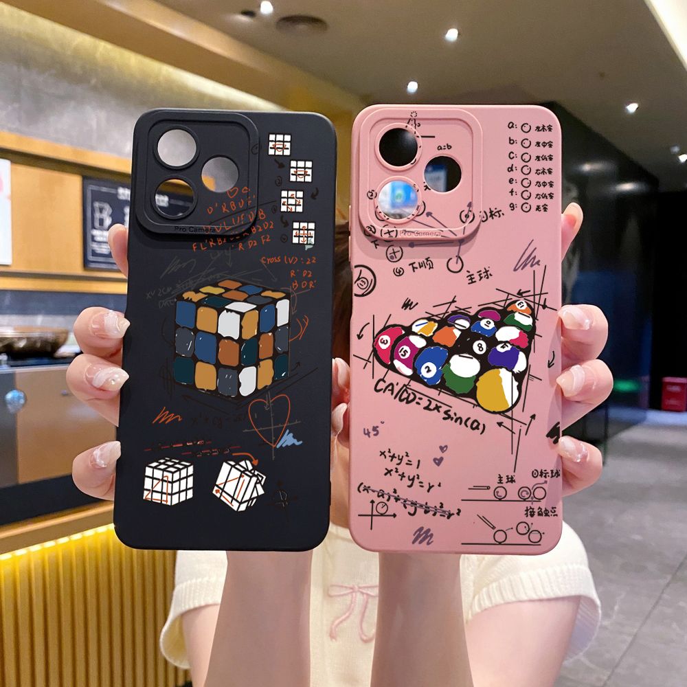 for Realme C61 C63 C65 C67 C53 C51 Note 50 60 C21 C33 C30 C35 C11 2021 C12 C15 C21Y C25Y Realme 12 13 Rubik's cube Billiards Full Protective Case Anti Drop Cover