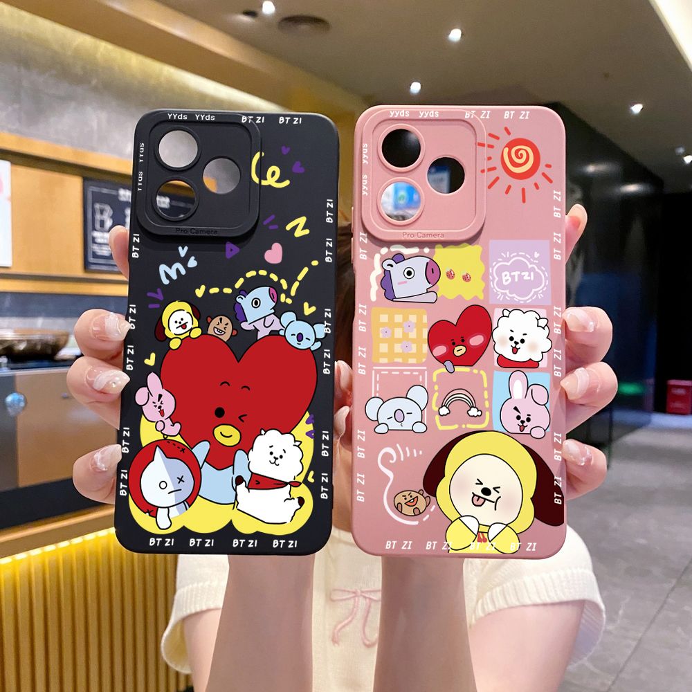 for Realme C61 C63 C65 C67 C53 C51 Note 50 60 C21 C33 C30 C35 C11 2021 C12 C15 C21Y C25Y Realme 12 13 Fashion Cartoon BTS BT21 Full Protective Case Anti Drop Cover