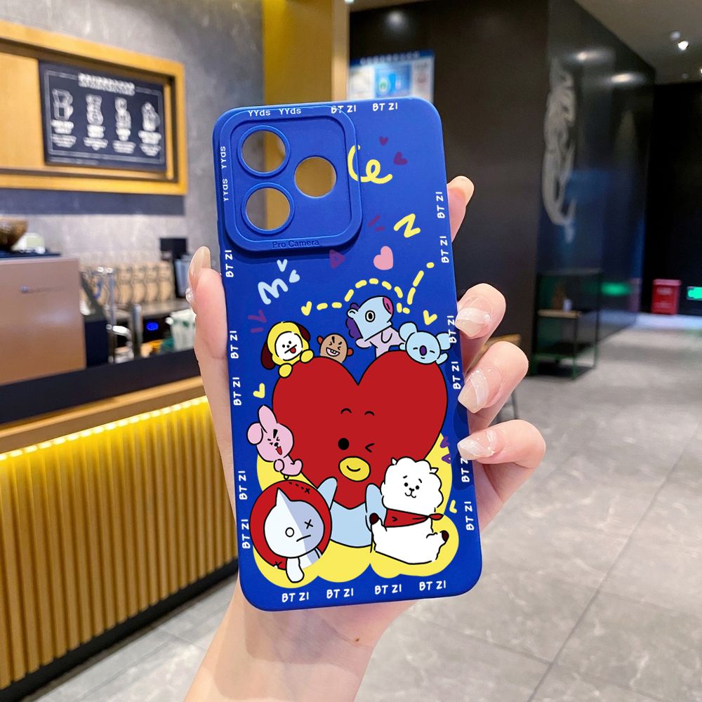 for Realme C61 C63 C65 C67 C53 C51 Note 50 60 C21 C33 C30 C35 C11 2021 C12 C15 C21Y C25Y Realme 12 13 Fashion Cartoon BTS BT21 Full Protective Case Anti Drop Cover