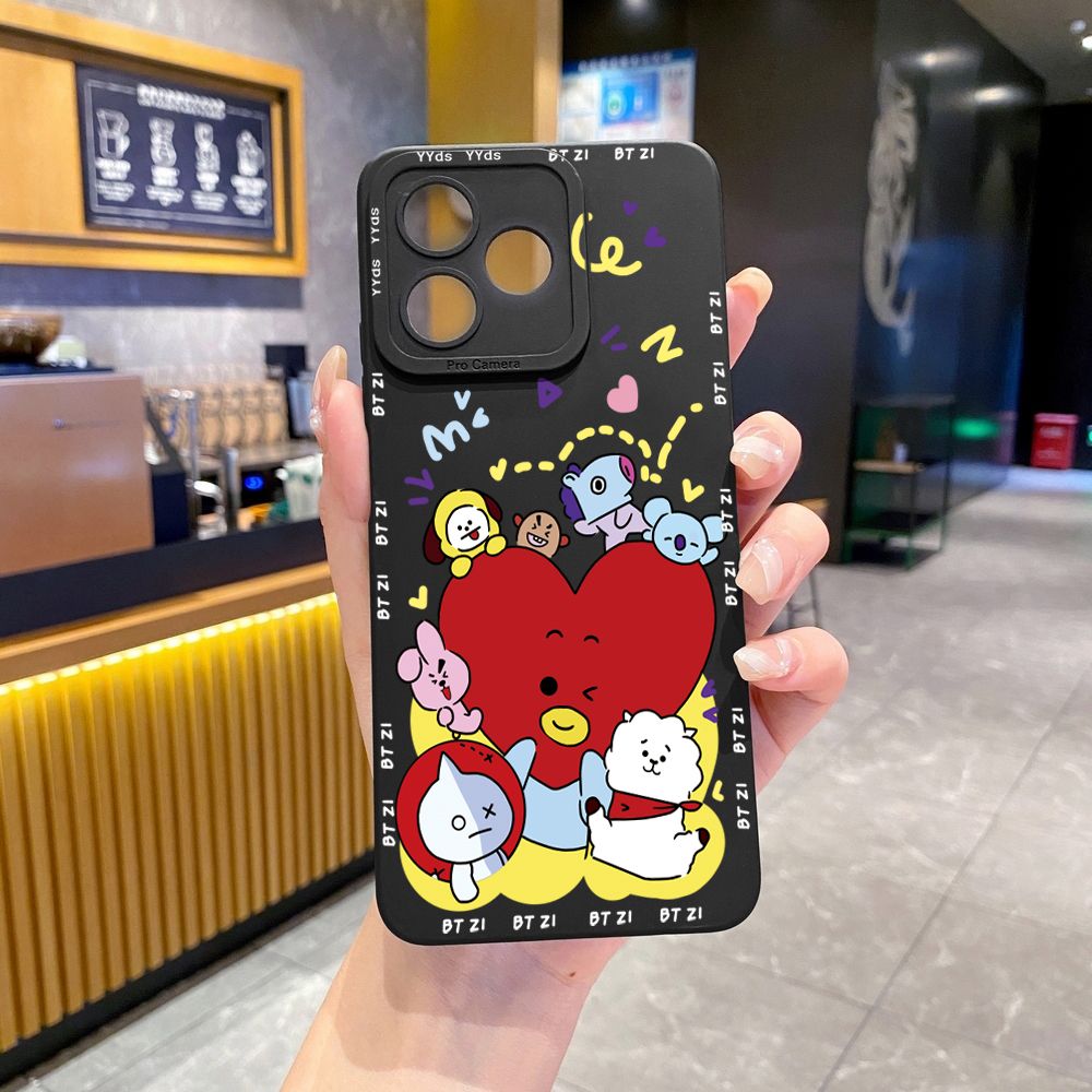 for Realme C61 C63 C65 C67 C53 C51 Note 50 60 C21 C33 C30 C35 C11 2021 C12 C15 C21Y C25Y Realme 12 13 Fashion Cartoon BTS BT21 Full Protective Case Anti Drop Cover