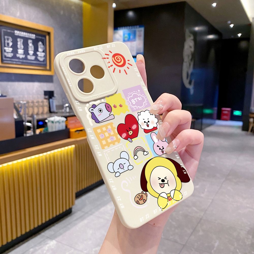 for Realme C61 C63 C65 C67 C53 C51 Note 50 60 C21 C33 C30 C35 C11 2021 C12 C15 C21Y C25Y Realme 12 13 Fashion Cartoon BTS BT21 Full Protective Case Anti Drop Cover