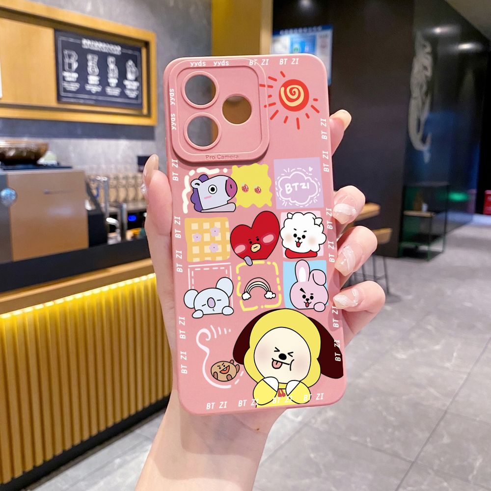 for Realme C61 C63 C65 C67 C53 C51 Note 50 60 C21 C33 C30 C35 C11 2021 C12 C15 C21Y C25Y Realme 12 13 Fashion Cartoon BTS BT21 Full Protective Case Anti Drop Cover