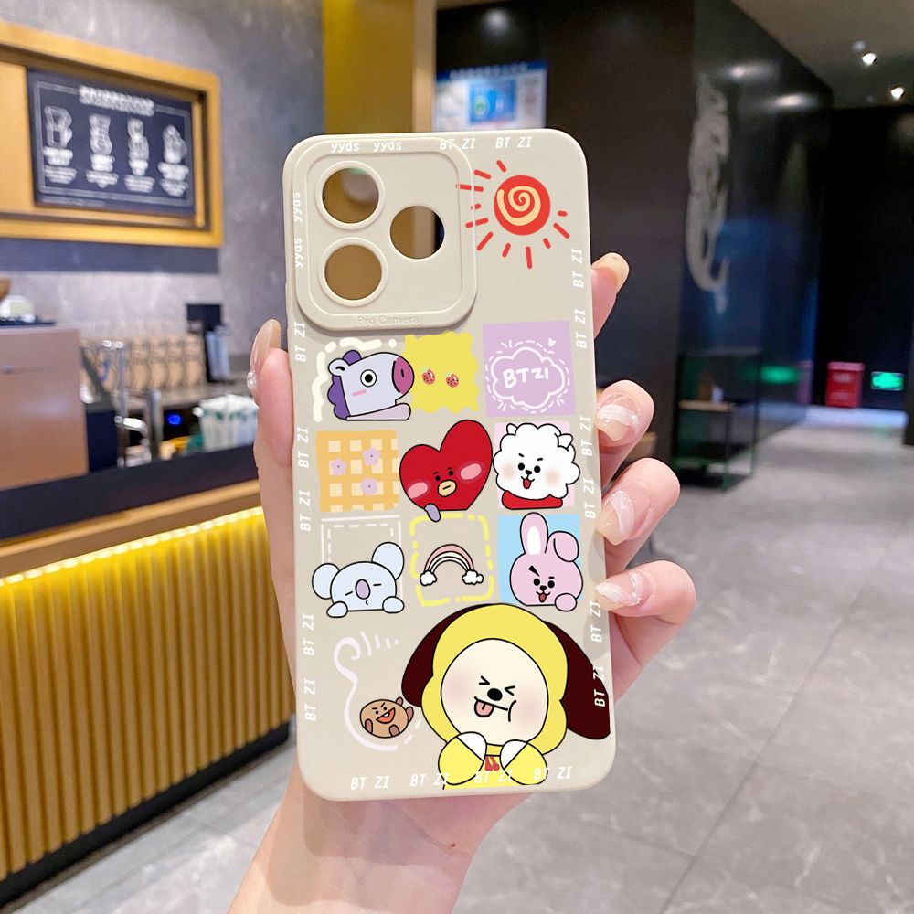 for Realme C61 C63 C65 C67 C53 C51 Note 50 60 C21 C33 C30 C35 C11 2021 C12 C15 C21Y C25Y Realme 12 13 Fashion Cartoon BTS BT21 Full Protective Case Anti Drop Cover