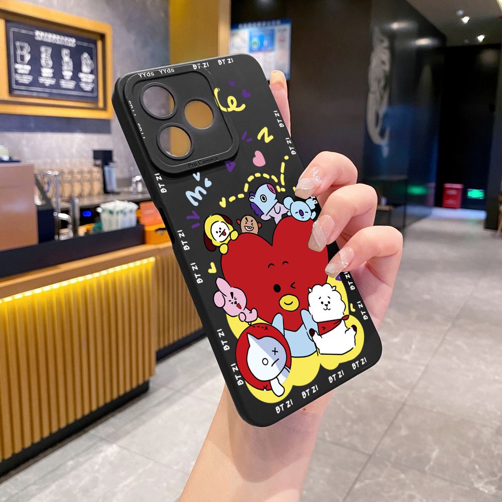 for Realme C61 C63 C65 C67 C53 C51 Note 50 60 C21 C33 C30 C35 C11 2021 C12 C15 C21Y C25Y Realme 12 13 Fashion Cartoon BTS BT21 Full Protective Case Anti Drop Cover