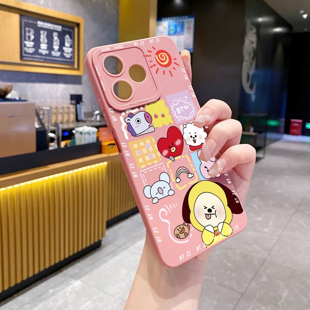 for Realme C61 C63 C65 C67 C53 C51 Note 50 60 C21 C33 C30 C35 C11 2021 C12 C15 C21Y C25Y Realme 12 13 Fashion Cartoon BTS BT21 Full Protective Case Anti Drop Cover