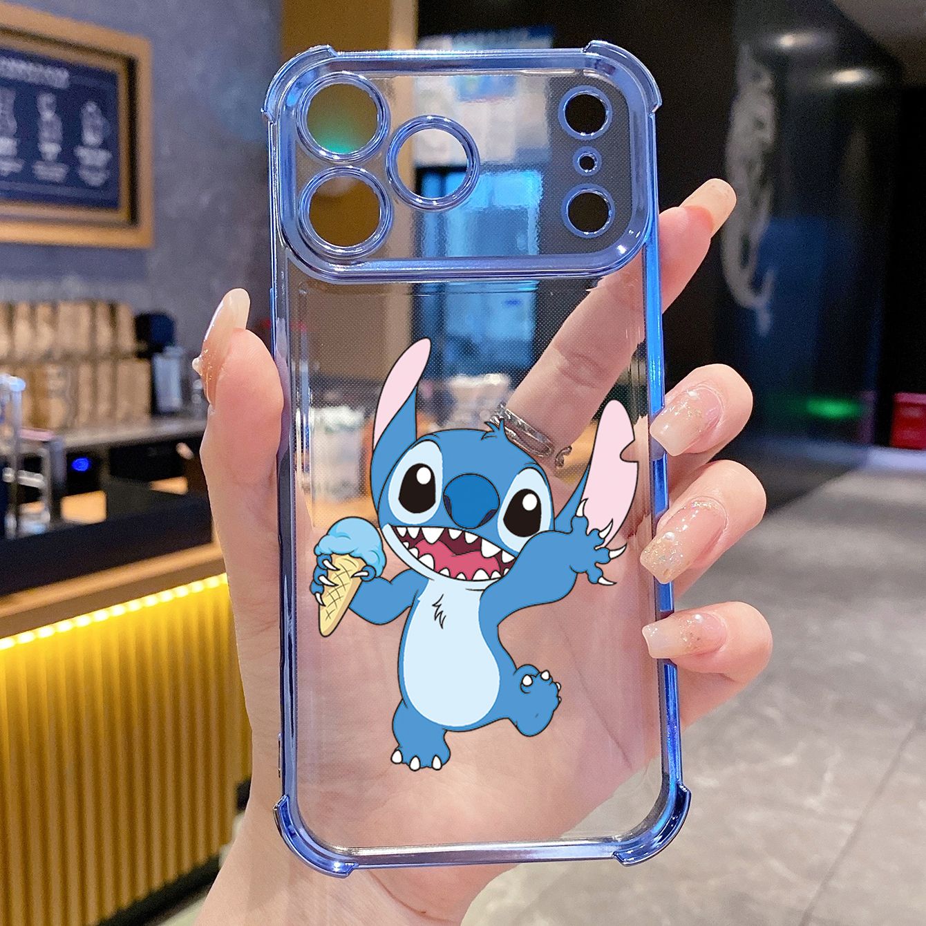 for iPhone 17 Pro Max 16 15 14 Plus Plating Phone Case Shockproof Cover Icecream Couple Stitch
