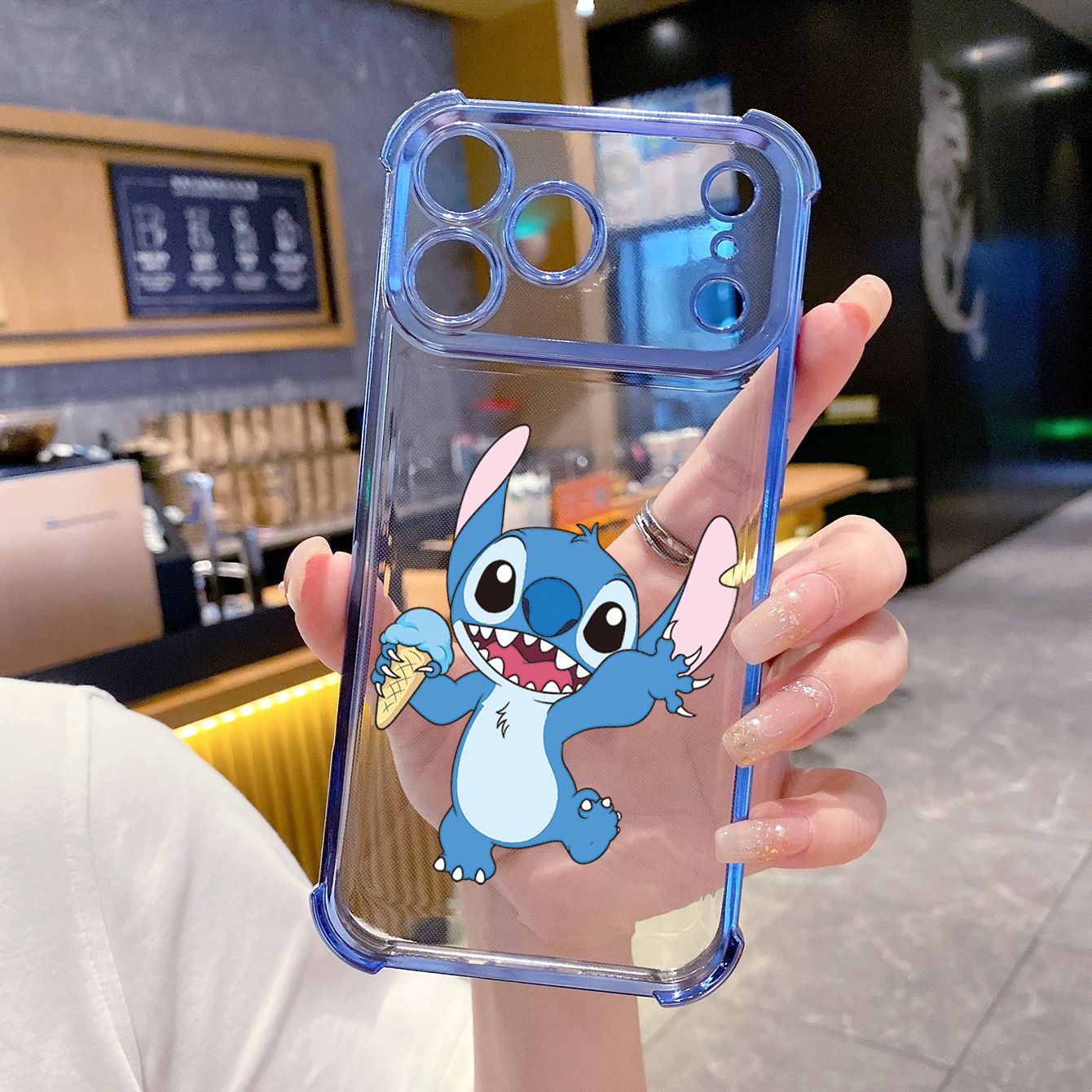 for iPhone 17 Pro Max 16 15 14 Plus Plating Phone Case Shockproof Cover Icecream Couple Stitch