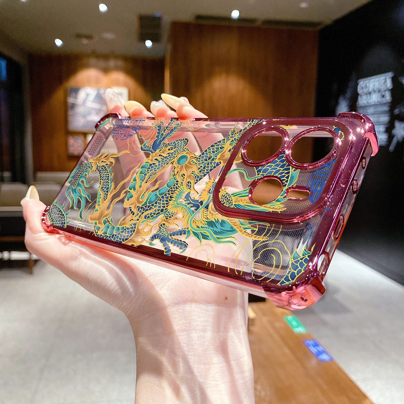 for Redmi Note 14 Pro 14C 13C POCO X7 Plating Phone Case Shockproof Cover Chinese Dragon