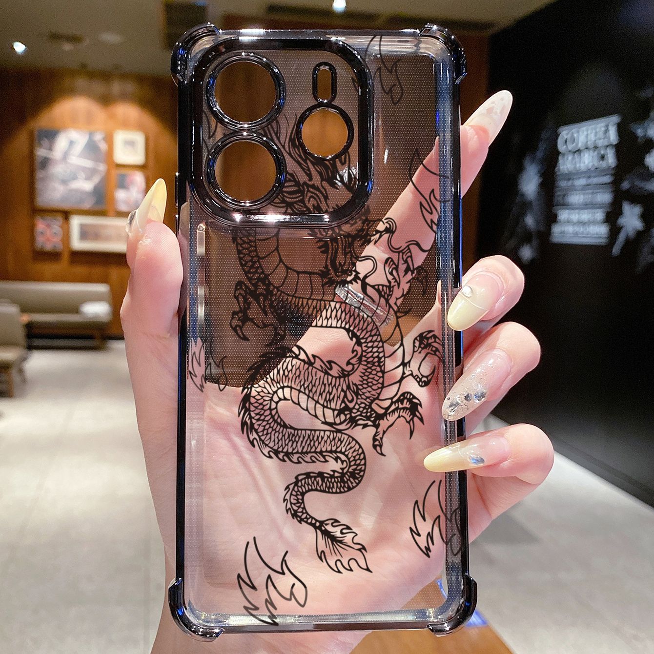 for Redmi Note 14 Pro 14C 13C POCO X7 Plating Phone Case Shockproof Cover Chinese Dragon