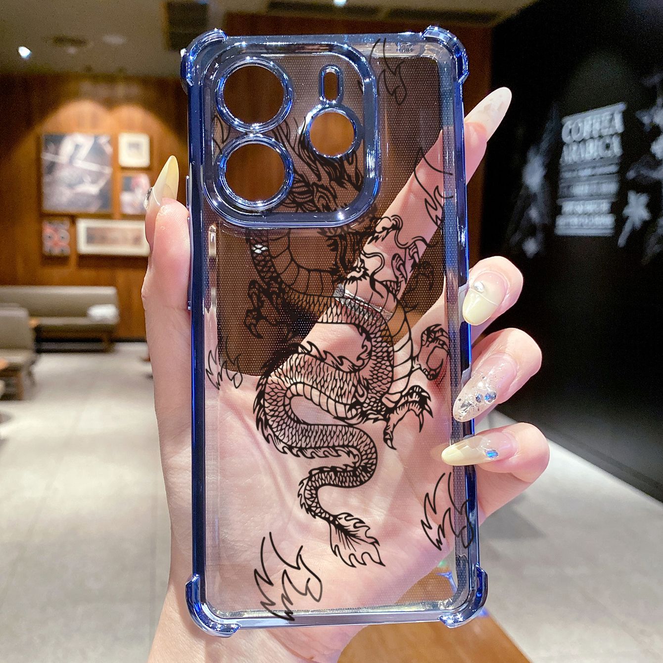 for Redmi Note 14 Pro 14C 13C POCO X7 Plating Phone Case Shockproof Cover Chinese Dragon