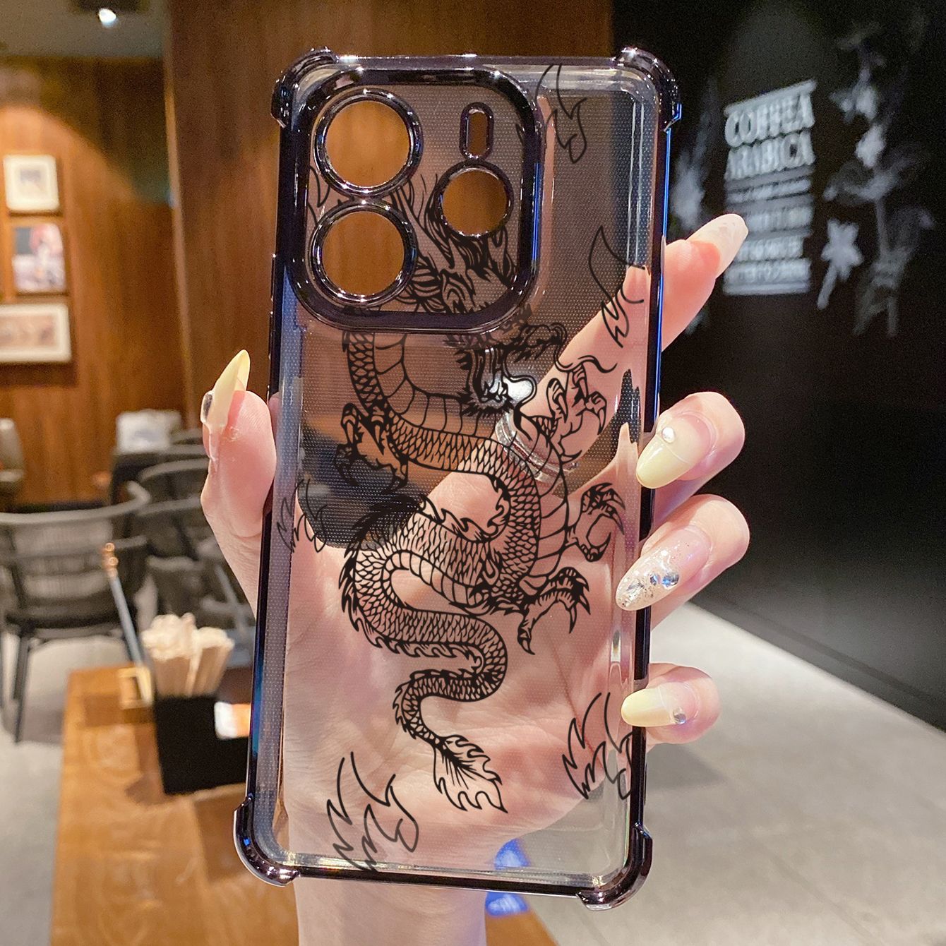 for Redmi Note 14 Pro 14C 13C POCO X7 Plating Phone Case Shockproof Cover Chinese Dragon