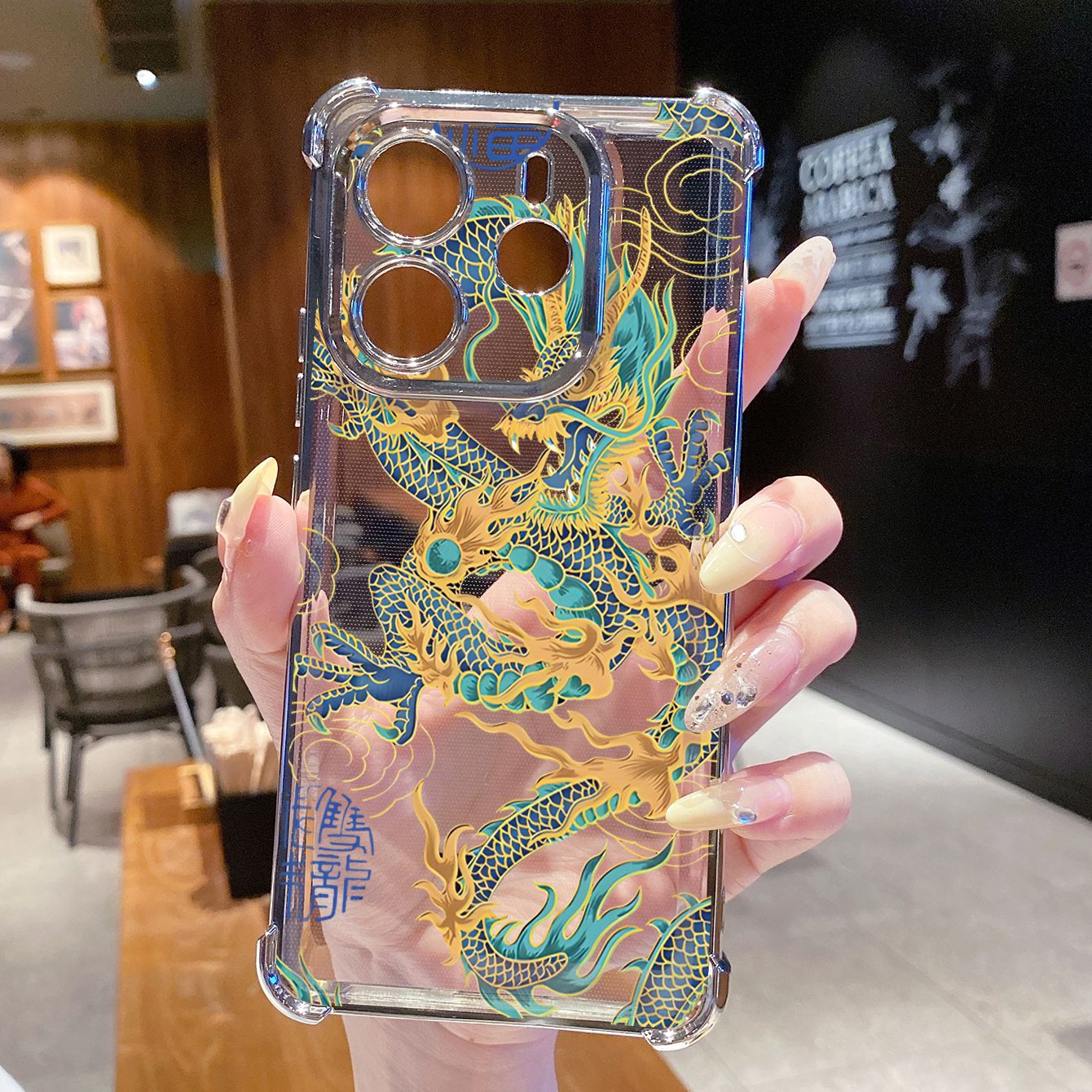 for Redmi Note 14 Pro 14C 13C POCO X7 Plating Phone Case Shockproof Cover Chinese Dragon