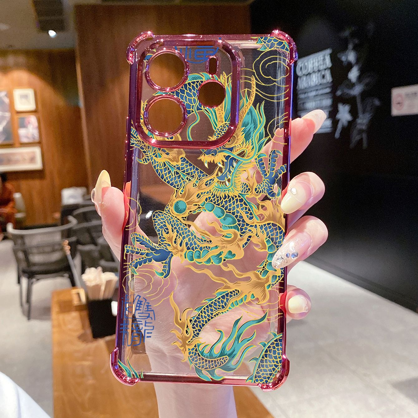 for Redmi Note 14 Pro 14C 13C POCO X7 Plating Phone Case Shockproof Cover Chinese Dragon