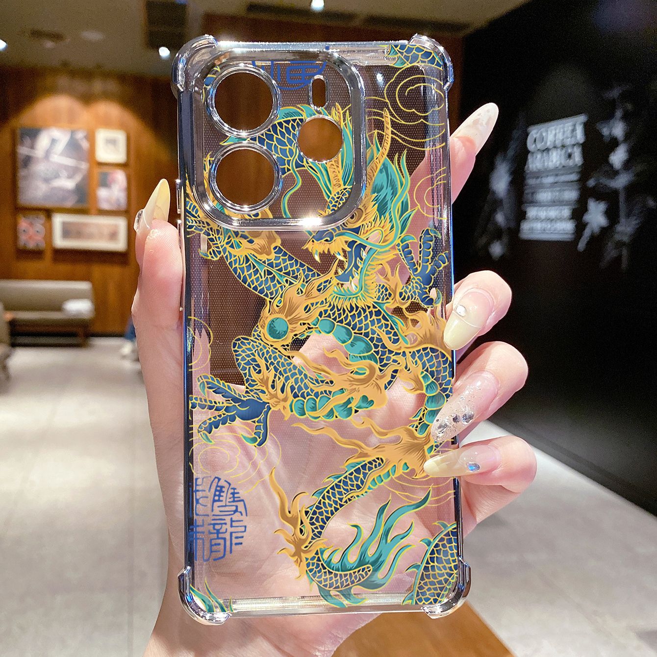 for Redmi Note 14 Pro 14C 13C POCO X7 Plating Phone Case Shockproof Cover Chinese Dragon