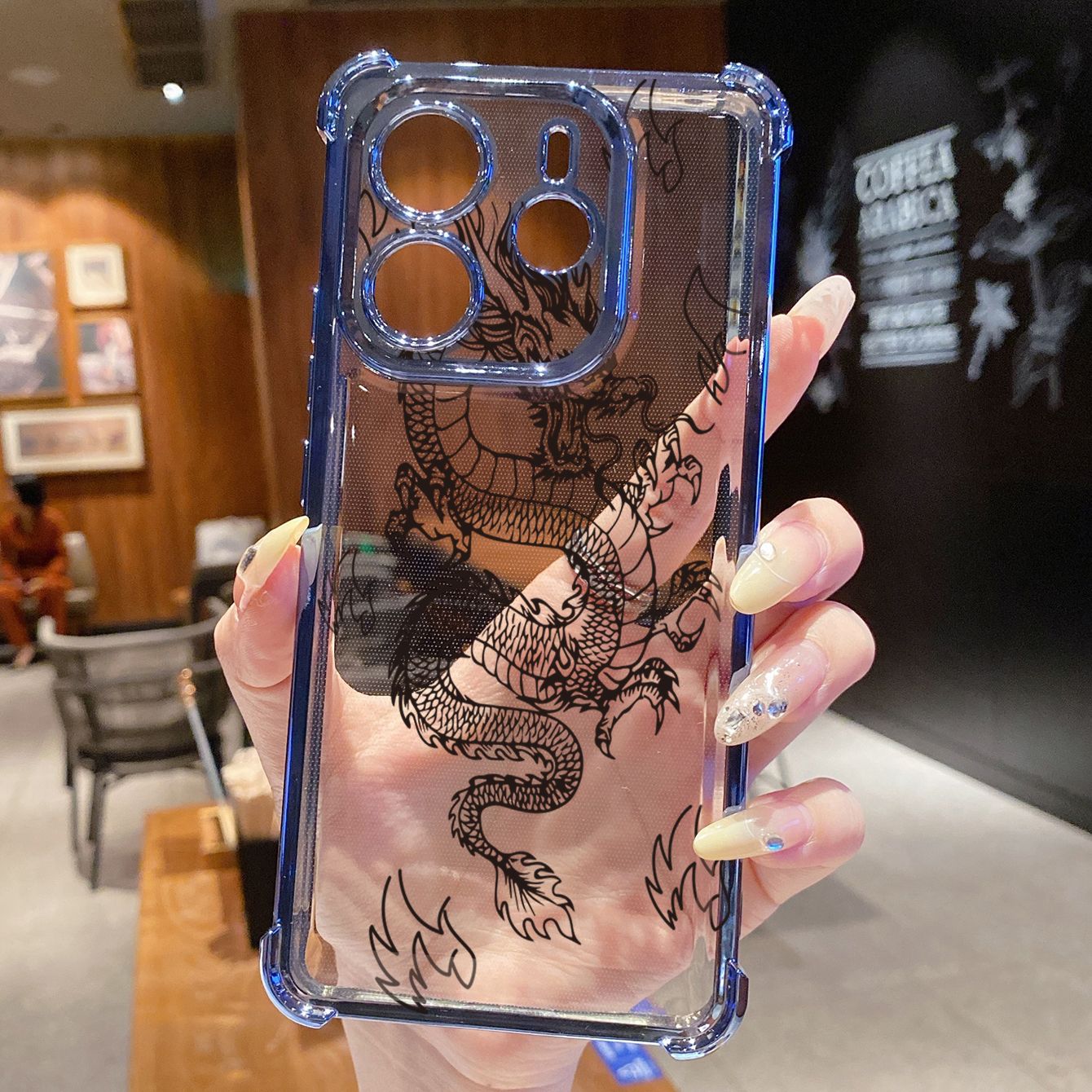 for Redmi Note 14 Pro 14C 13C POCO X7 Plating Phone Case Shockproof Cover Chinese Dragon