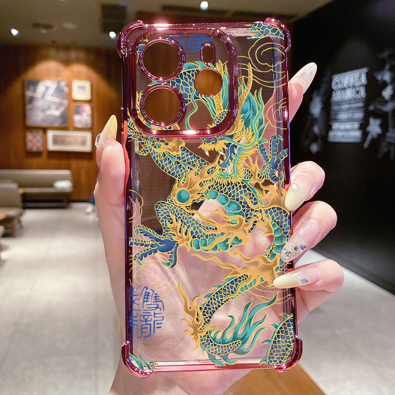 for Redmi Note 14 Pro 14C 13C POCO X7 Plating Phone Case Shockproof Cover Chinese Dragon