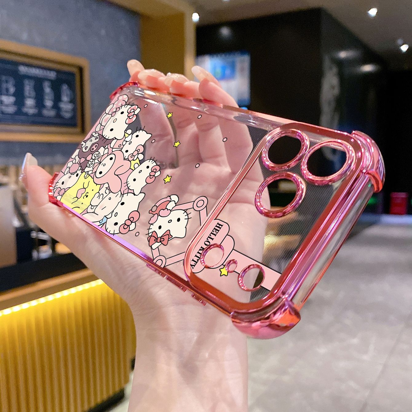 for iPhone 17 Pro Max 16 15 14 Plus Plating Phone Case Shockproof Cover Kuromi My Melody HelloKitt