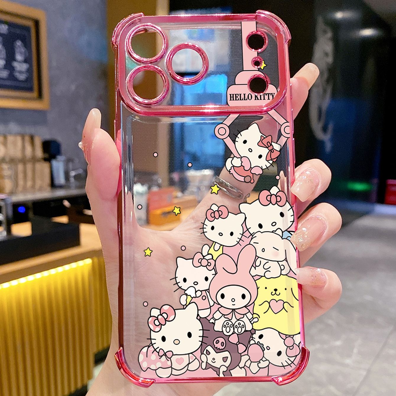 for iPhone 17 Pro Max 16 15 14 Plus Plating Phone Case Shockproof Cover Kuromi My Melody HelloKitt