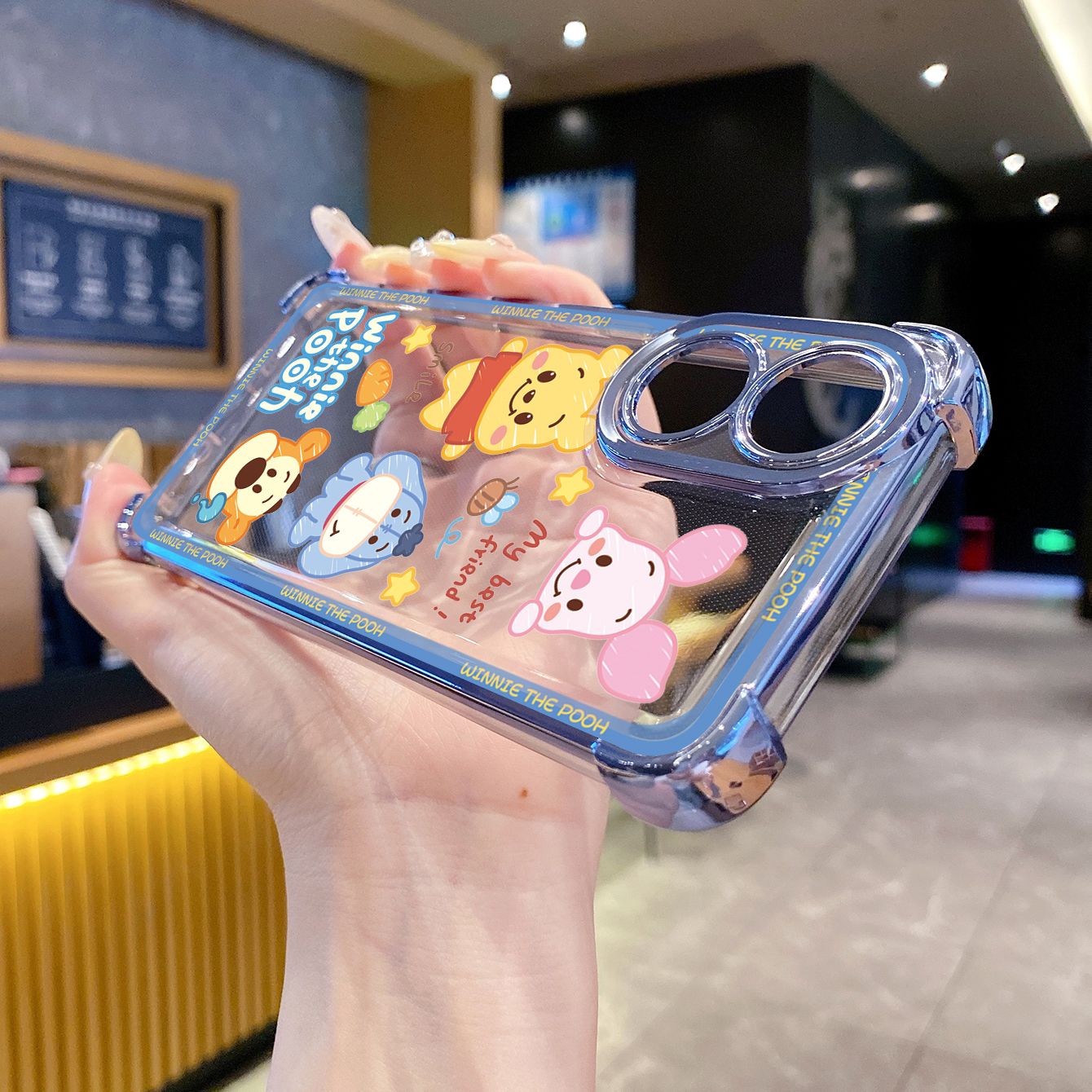 for OPPO A38 A5 Pro Realme C63 C51 C75 VIVO Plating Phone Case Shockproof Cover Winnie the Pooh