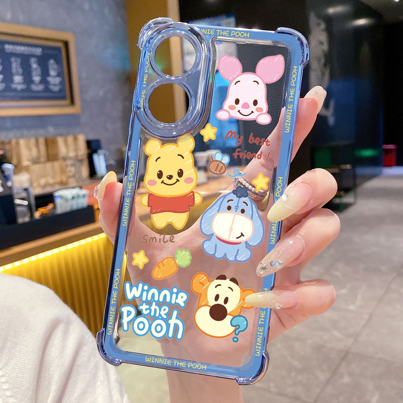 for OPPO A38 A5 Pro Realme C63 C51 C75 VIVO Plating Phone Case Shockproof Cover Winnie the Pooh