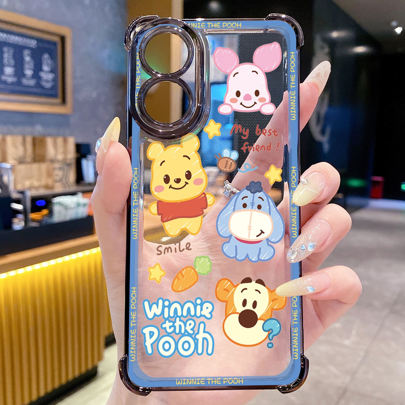for OPPO A38 A5 Pro Realme C63 C51 C75 VIVO Plating Phone Case Shockproof Cover Winnie the Pooh