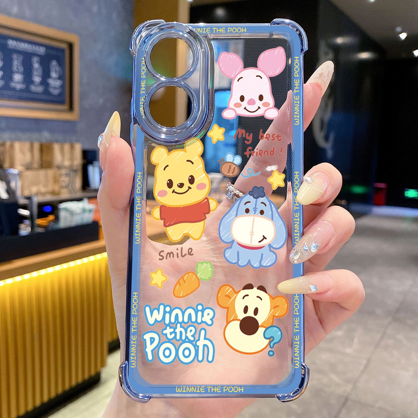 for OPPO A38 A5 Pro Realme C63 C51 C75 VIVO Plating Phone Case Shockproof Cover Winnie the Pooh