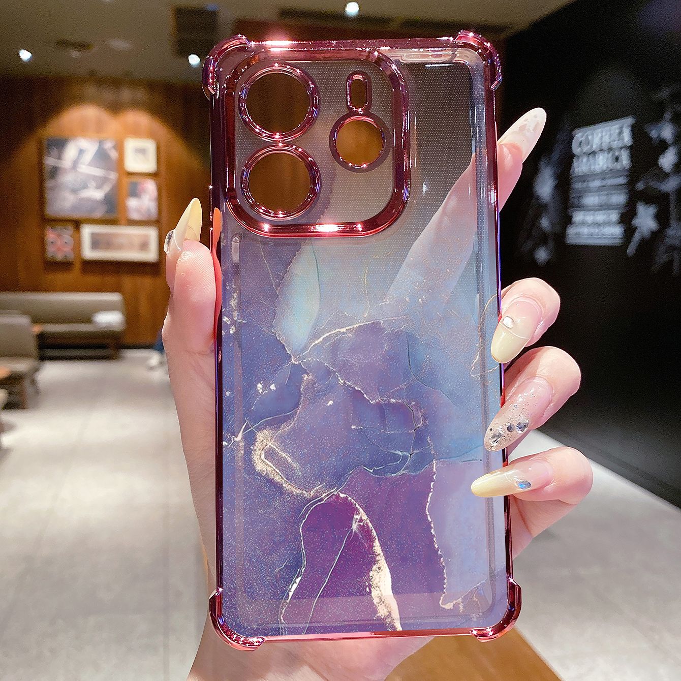 for Redmi Note 14 Pro 14C 13C POCO X7 Plating Phone Case Shockproof Cover Gradient Color Beauty