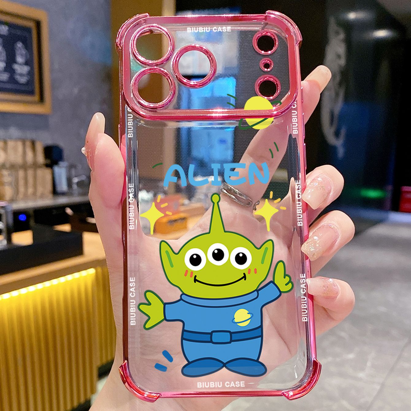 for iPhone 17 Pro Max 16 15 14 Plus Plating Phone Case Shockproof Cover Alien Stitch