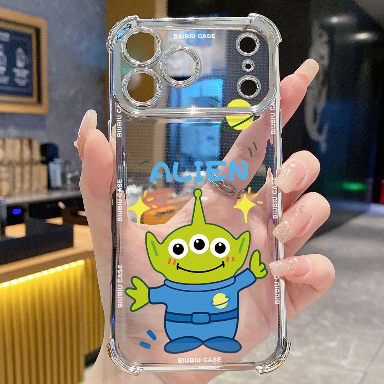 for iPhone 17 Pro Max 16 15 14 Plus Plating Phone Case Shockproof Cover Alien Stitch