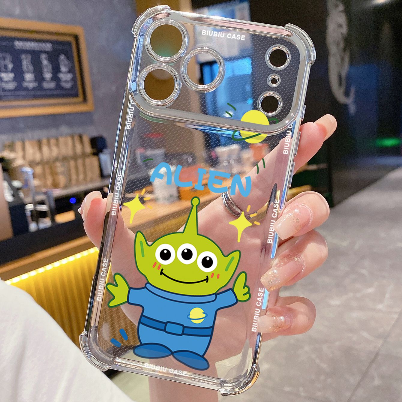 for iPhone 17 Pro Max 16 15 14 Plus Plating Phone Case Shockproof Cover Alien Stitch