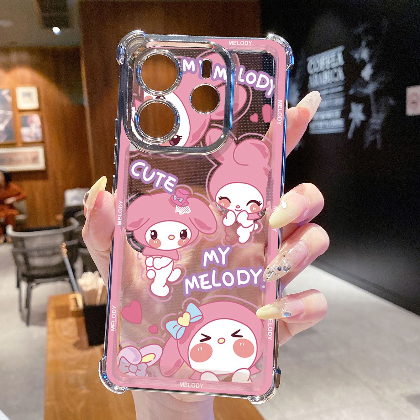 for Redmi Note 14 Pro 14C 13C POCO X7 Plating Phone Case Shockproof Cover Cute Melody Kuromi