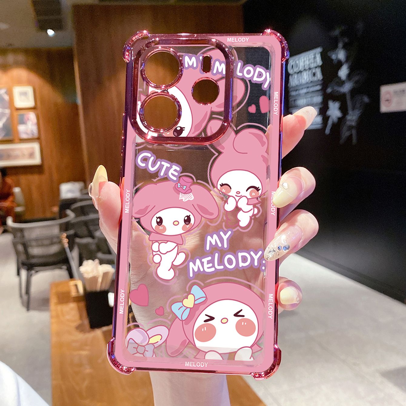 for Redmi Note 14 Pro 14C 13C POCO X7 Plating Phone Case Shockproof Cover Cute Melody Kuromi
