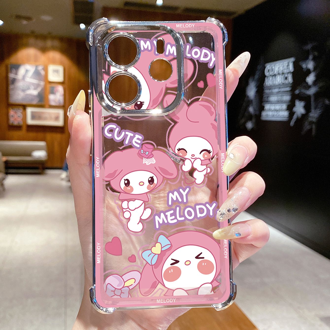 for Redmi Note 14 Pro 14C 13C POCO X7 Plating Phone Case Shockproof Cover Cute Melody Kuromi