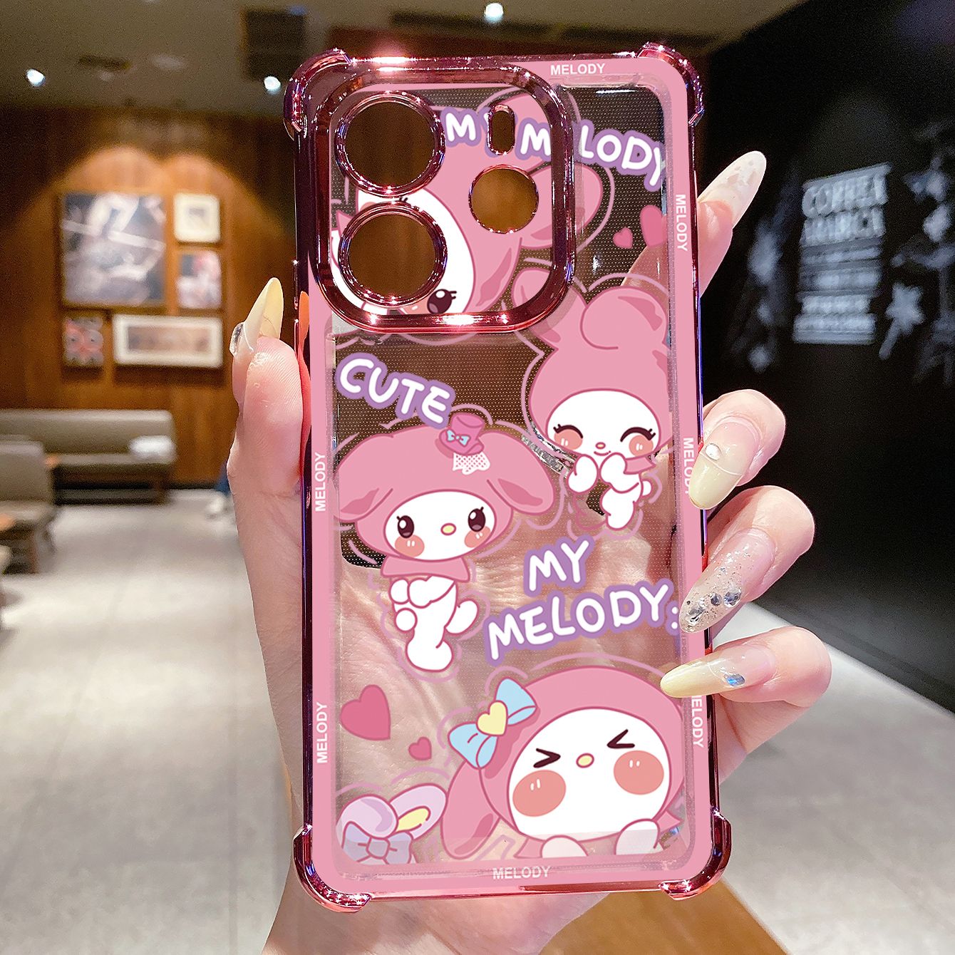 for Redmi Note 14 Pro 14C 13C POCO X7 Plating Phone Case Shockproof Cover Cute Melody Kuromi