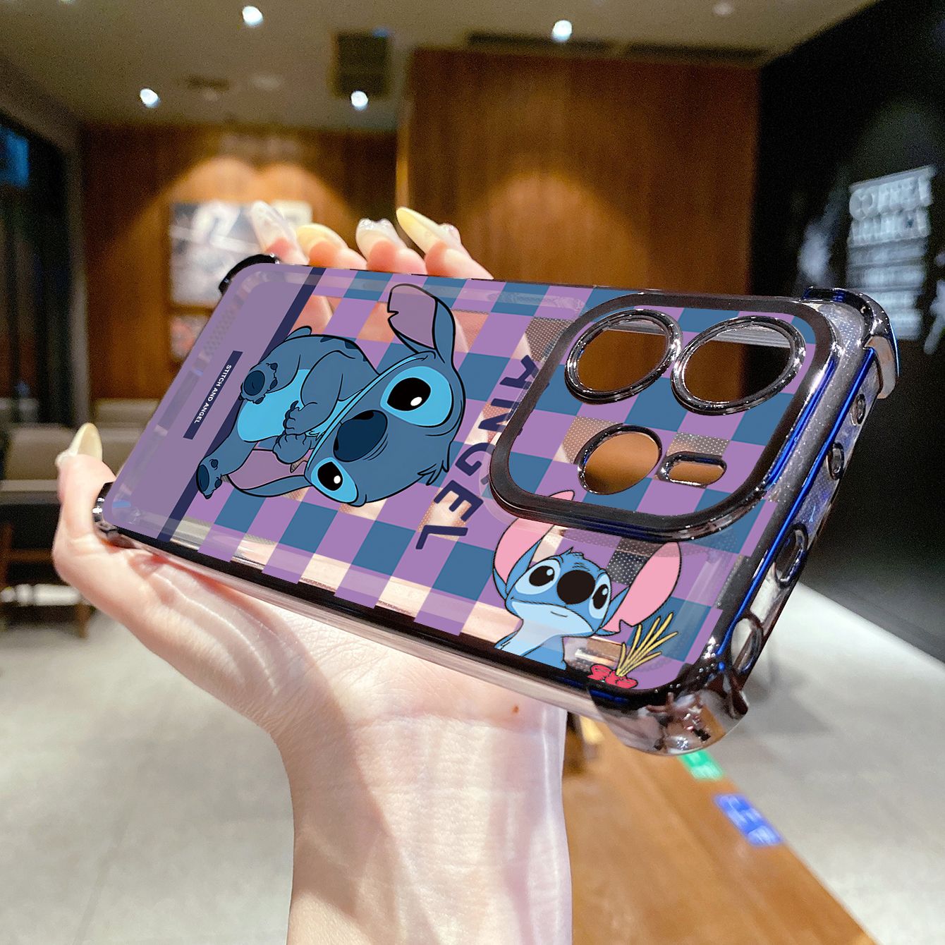 for Redmi Note 14 Pro 14C 13C POCO X7 Plating Phone Case Shockproof Cover Angel Stitch Cute Couple