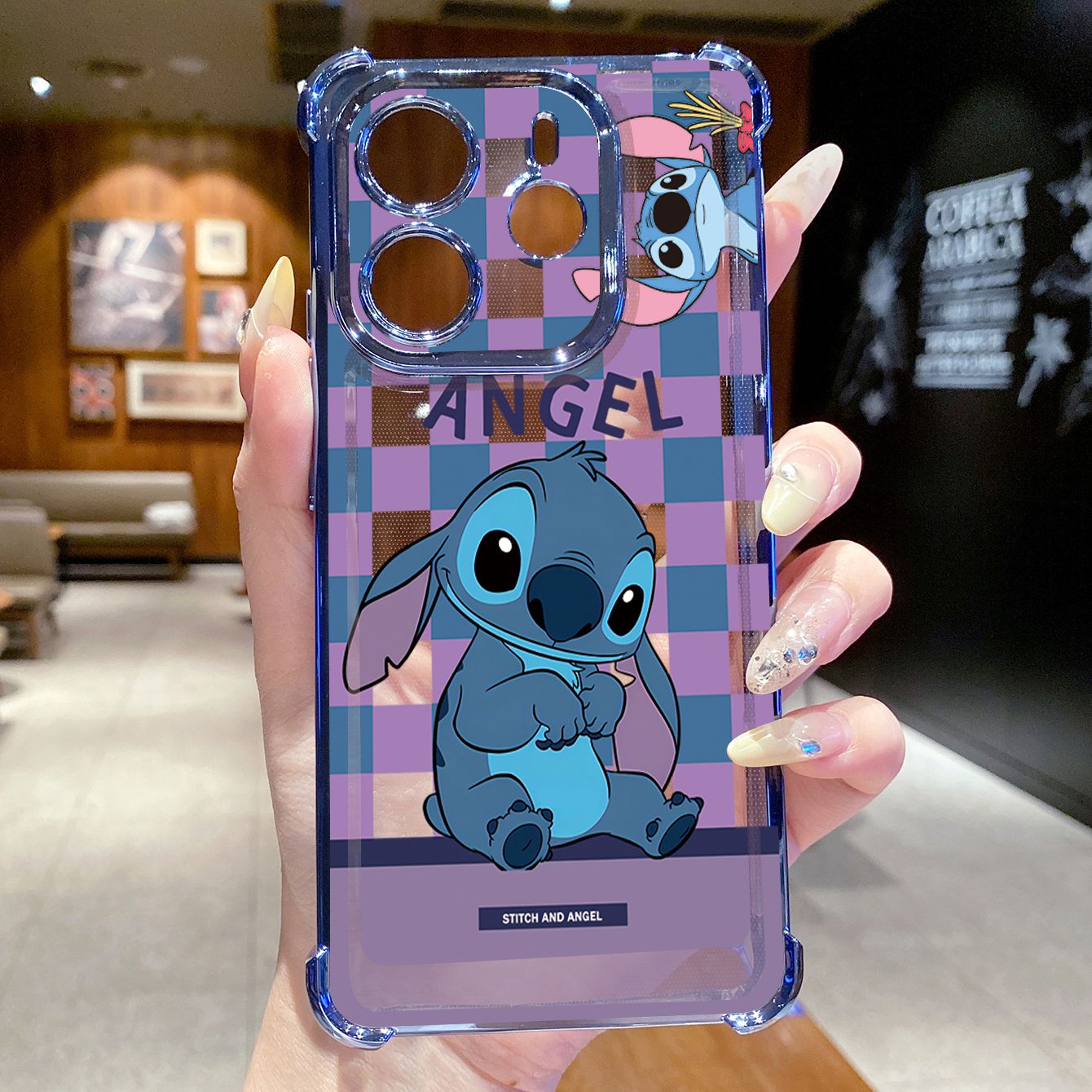 for Redmi Note 14 Pro 14C 13C POCO X7 Plating Phone Case Shockproof Cover Angel Stitch Cute Couple