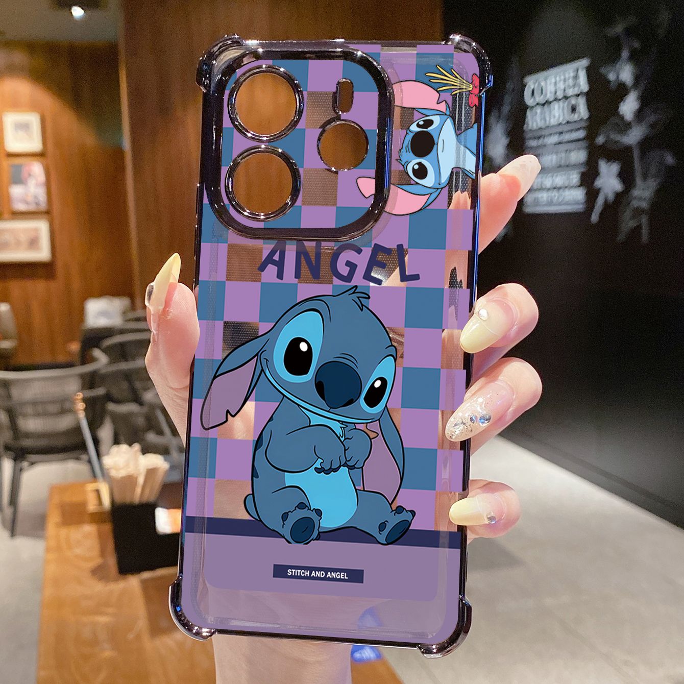 for Redmi Note 14 Pro 14C 13C POCO X7 Plating Phone Case Shockproof Cover Angel Stitch Cute Couple