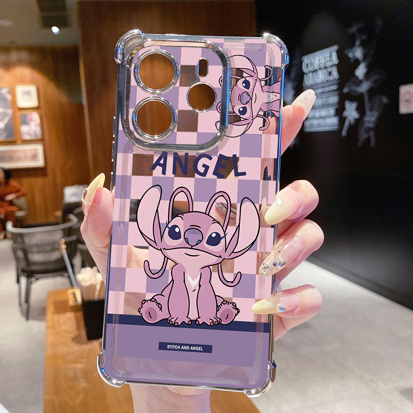 for Redmi Note 14 Pro 14C 13C POCO X7 Plating Phone Case Shockproof Cover Angel Stitch Cute Couple