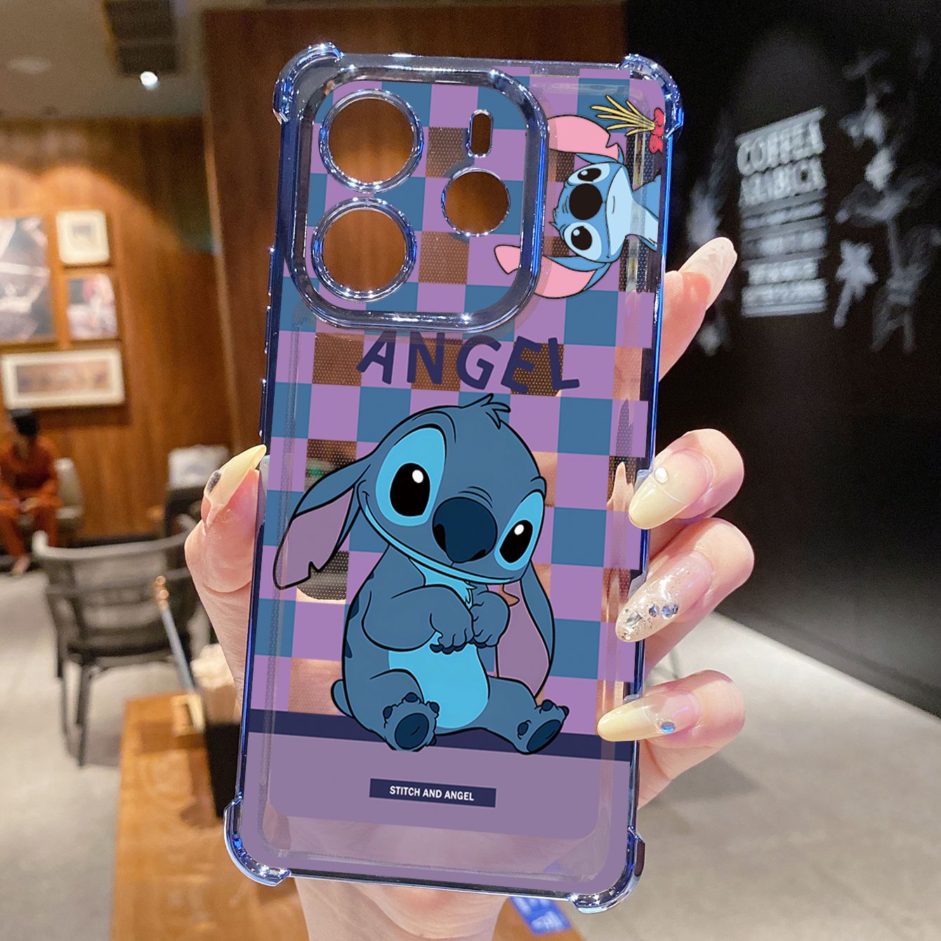 for Redmi Note 14 Pro 14C 13C POCO X7 Plating Phone Case Shockproof Cover Angel Stitch Cute Couple