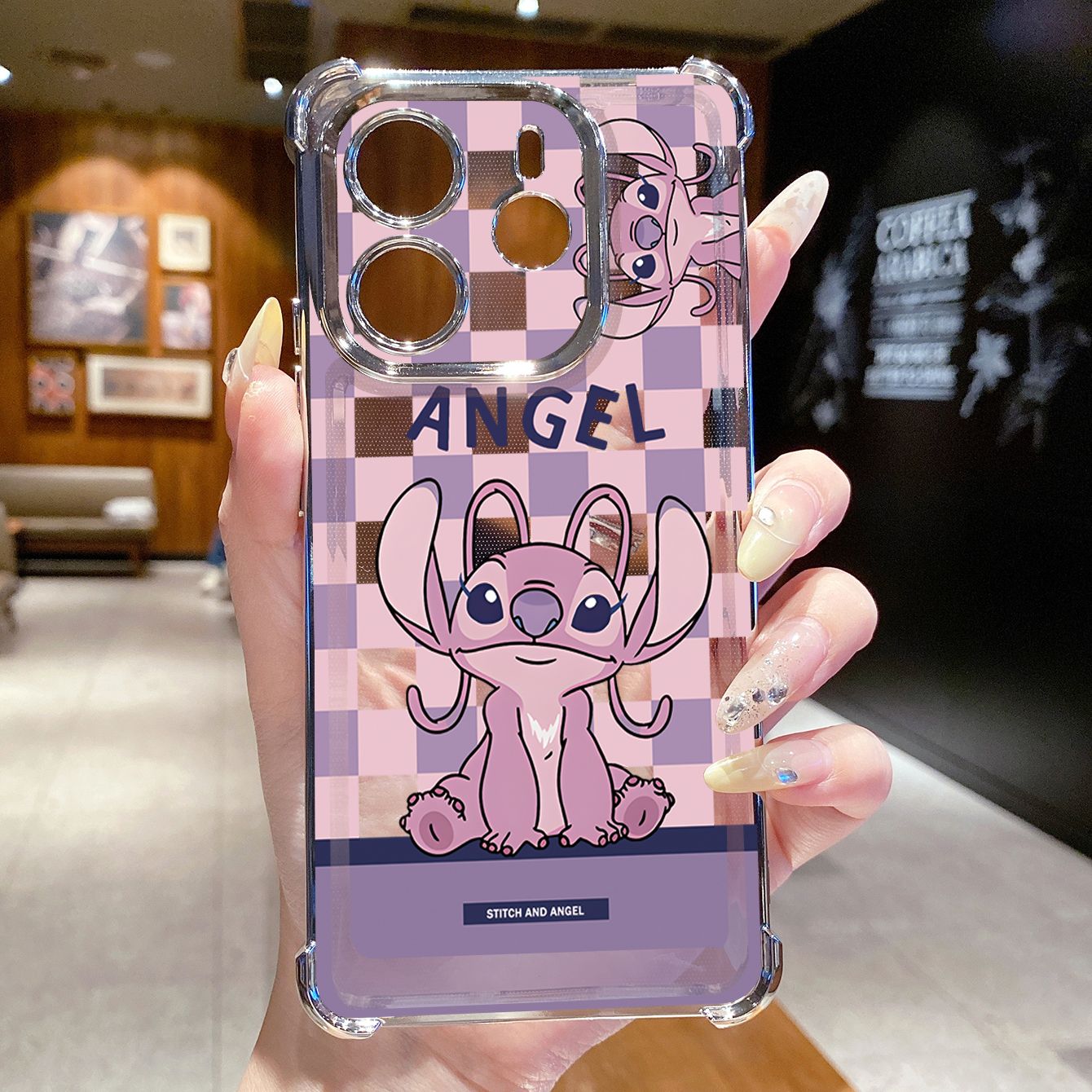 for Redmi Note 14 Pro 14C 13C POCO X7 Plating Phone Case Shockproof Cover Angel Stitch Cute Couple