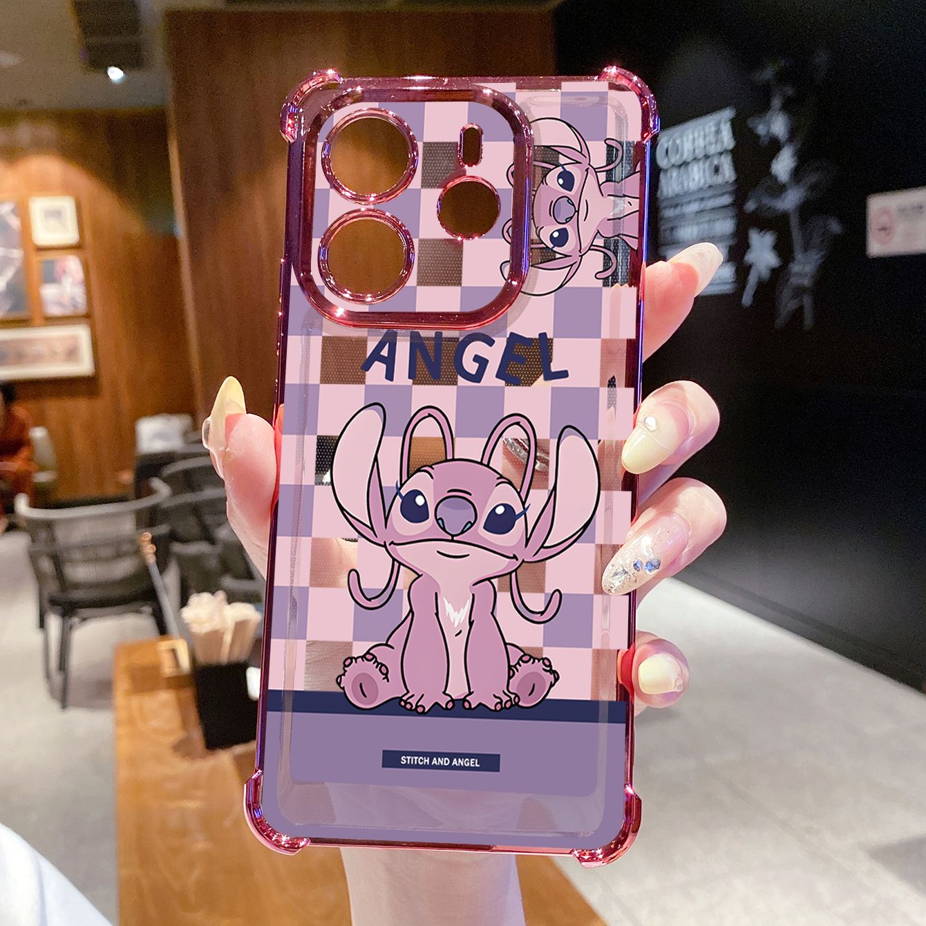 for Redmi Note 14 Pro 14C 13C POCO X7 Plating Phone Case Shockproof Cover Angel Stitch Cute Couple