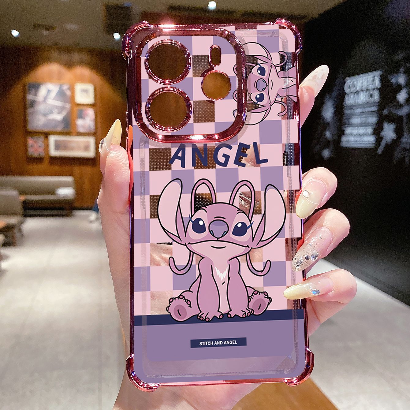 for Redmi Note 14 Pro 14C 13C POCO X7 Plating Phone Case Shockproof Cover Angel Stitch Cute Couple