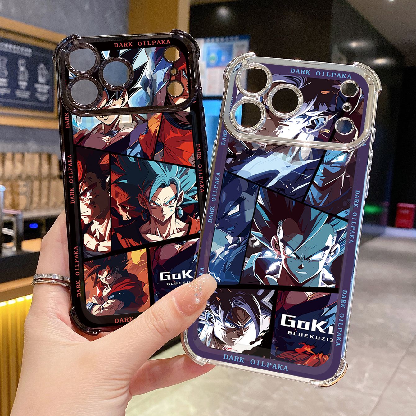 for iPhone 17 Pro Max 16 15 14 Plus Plating Phone Case Shockproof Cover Dark OilPaka DRAGON BALL