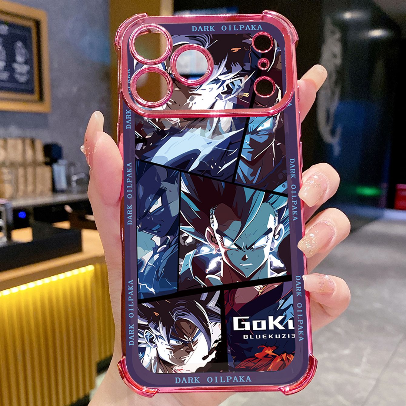 for iPhone 17 Pro Max 16 15 14 Plus Plating Phone Case Shockproof Cover Dark OilPaka DRAGON BALL