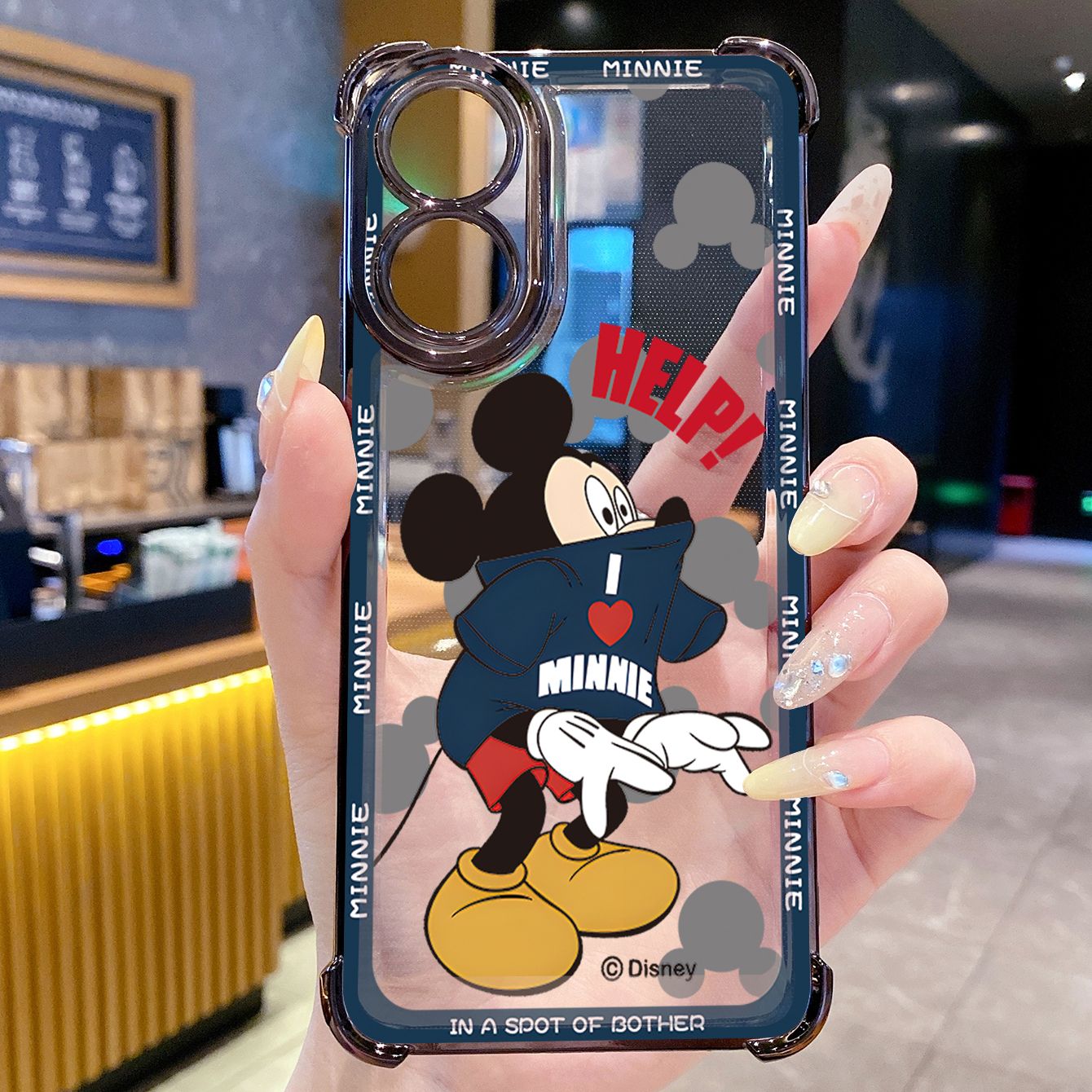 for OPPO A38 A5 Pro Realme C63 C51 C75 VIVO Plating Phone Case Shockproof Cover Funny Mickey Minnie Mouse
