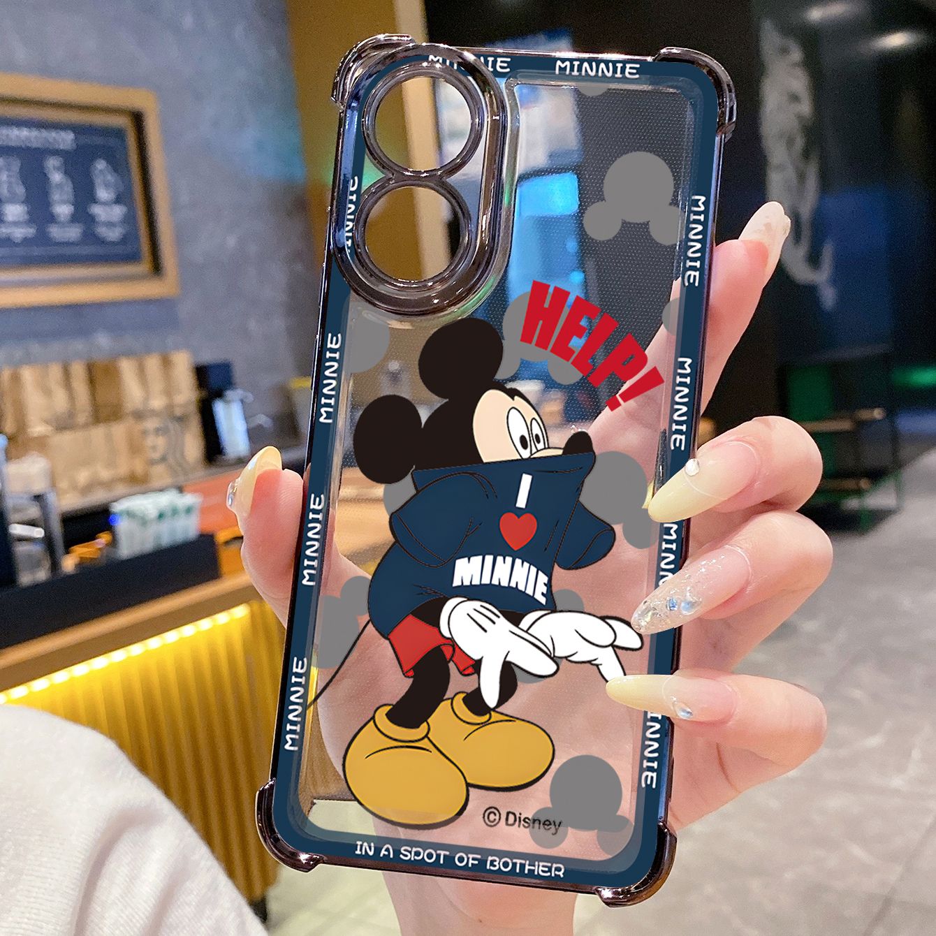 for OPPO A38 A5 Pro Realme C63 C51 C75 VIVO Plating Phone Case Shockproof Cover Funny Mickey Minnie Mouse